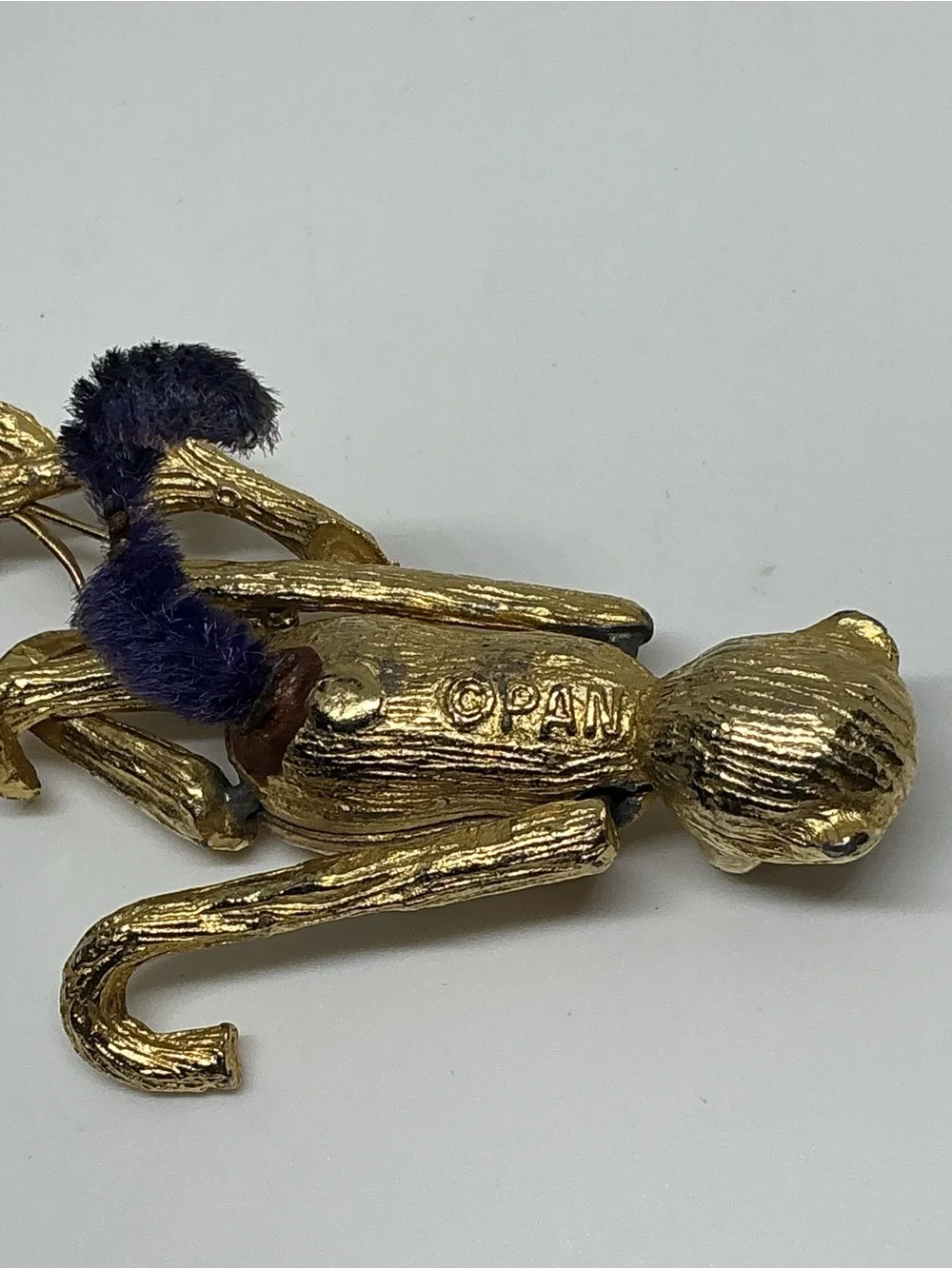Vintage Adorable Pan Articulated Monkey Brooch